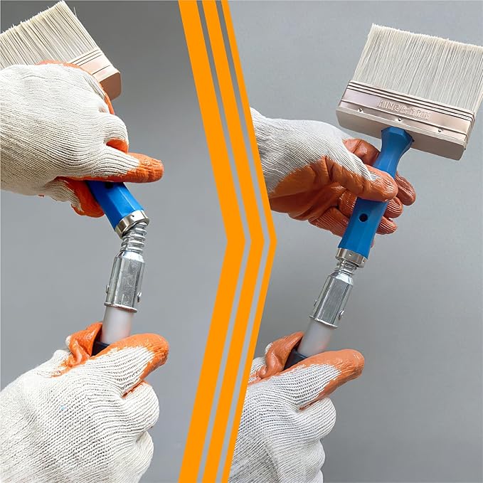 Deck Stain Brush, 3 PCS Wide Paint Brushes (4", 5", 6") for Faster Coverage with 1 Piece Extension Pole (33.5"), Stain Brushes for Wood, Deck, Walls, Fence and House