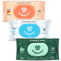 WONDERFUL Flushable Butt Wipes, Variety 100% Plant-Based Wet Wipes for Adults & Kids; Sewer, Septic Safe; Gentle on Sensitive Skin, Wipes Flushable Pack for Bathroom & Travel, 3-Pack (180 Counts)