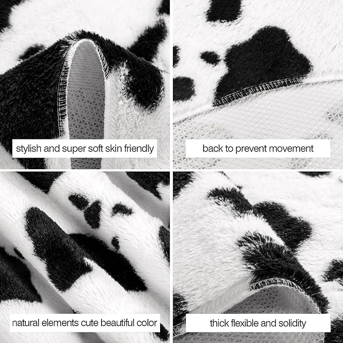 MACEVIA Faux Cowhide Rug,Cute Cow Print Rugs Animal Area Carpet Western Decor for Living Room Bedroom Non-Slip 43.3" L x 29.5" W(3.6ft x 2.4ft)