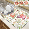 LOKHOM Dish Drying Mat for Kitchen Counter, 18"x24" Absorbent Coffee Bar Mat with Pink Roses Petals, Dish Drainer Rack Mat for Kitchen Counter and Dining Room Decoration
