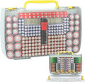 ALCYON Battery Organizer Case with Tester-Double-Sided Design for 269+ AA/AAA/C/D/9V Batteries, Portable Storage Solution for Home, Office, Workshop (Grey, Case Only)