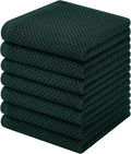 Homaxy 100% Cotton Waffle Weave Kitchen Dish Cloths, 7-Pack Ultra Soft Absorbent Dish Towels, Quick Drying Dish Rags, 12 x 12 Inches, Blackish Green