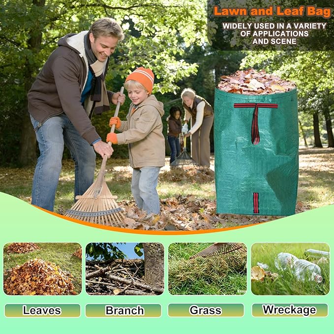 72 Gallon Leaf Collector, Reusable Yard Dustpan-Type Garden Bag, Heavy Leaf Pick up Tool Collapsible Lawn and Leaf Bag, Large Garden Yard Waste Container for Leaves, Lawn Debris, Grass Clippings
