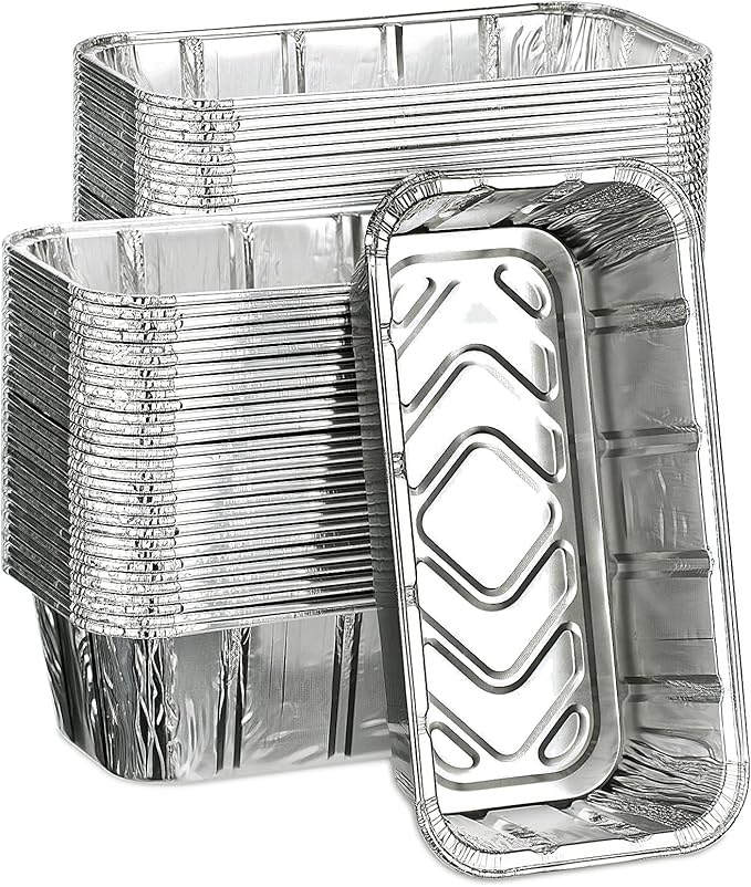 50 Pack 2Lb Loaf Pans, 8.5" X 4.5" X 2.6" Foil Heavy Duty Disposable Aluminum Foil, Premium Bread Pans for Baking Homemade Cakes & Breads Holiday Treats Food Storage