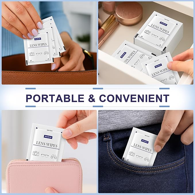 200 Count Lens Wipes for Eyeglasses, Eyeglass Cleaner Wipes for Cameras, Sunglasses, Phone and Computer - Keep Your Lenses Spotless