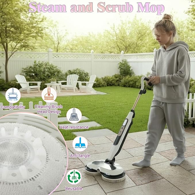 Steam Cleaner Mop Replacement Brush Heads for Shark steam and Scrub mop S7000 S7201 S7005 S7020 S7001C S7000AMZ S8001, Upgraded Scrubbing & Polishing Pads for Deep Cleaning Hard Floors, Black & White
