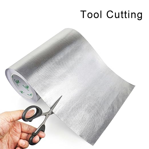 BOMEI PACK Adhesive Aluminum Foil Heat Shield Tape 9inch x 66ft Barrier Fiberglass Thermal Insulation Reflective Material High Temp Protectionn,1 Pack