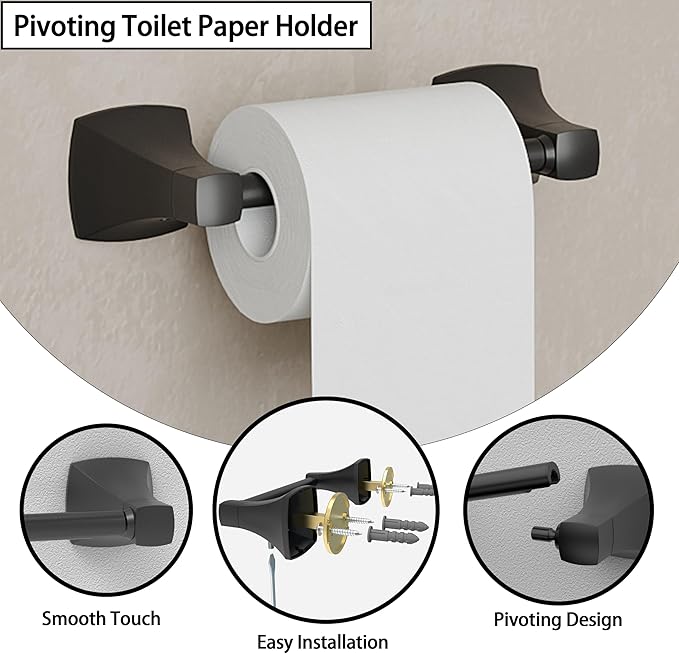 4 Pieces Bathroom Hardware Accessories Set Towel Bar Towel Holder Robe Hook Toilet Paper Holder Stainless Steel and Zinc Alloy Wall Mount
