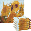 ALAZA Van Gogh Sunflower Dish Cloths Super Absorbent Kitchen Towels Lint Free Bar Tea Soft Towel Set of 6, 11"x11"