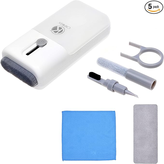 Camkix 6-in-1 Electronics Cleaning Kit - Key Puller, Flocking Sponge Cleaner, Pen Nibs, Cleaning Cloths - Keyboards, Earbuds, Hearing Aids- Cleaner for Smartphones, Laptops, PC Monitors, Cameras