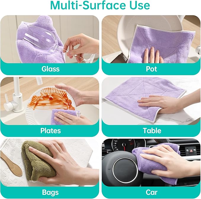 JOYMOOP Microfiber Cleaning Cloth 10” x 10”, Mixed Color Kitchen Towels, Reusable Dish Towels for Kitchen Drying, Washable Dish Rags for Washing Dishes, Absorbent Lint Free Cleaning Cloths, 5 Pack