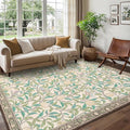 GarveeHome 8x10 Area Rugs for Living Room, Boho Leaf Rugs for Bedroom with Soft Low Pile, Non Slip Botanical Bird Large Washable Rug 8x10 for Dining Room Stain Resistant Beige Throw Rug