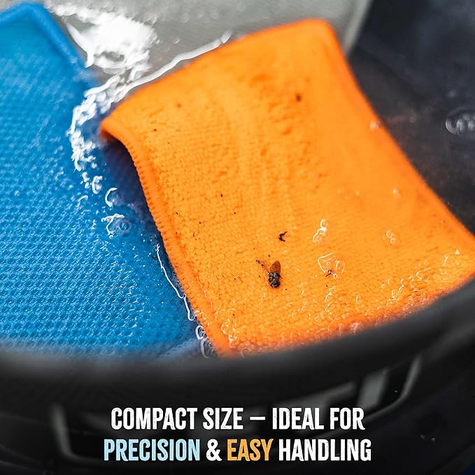 The Rag Company - Jersey Bug Scrubber Pads - Terry Weave, Easily and Safely Trap Bug Splatter in Sponge, Safe on All Finishes, 4in x 6in, Orange (5-Pack)