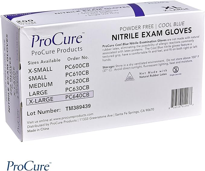 ProCure [200 Count] Disposable Nitrile Gloves - Latex Free, Powder Free Medical Exam Gloves