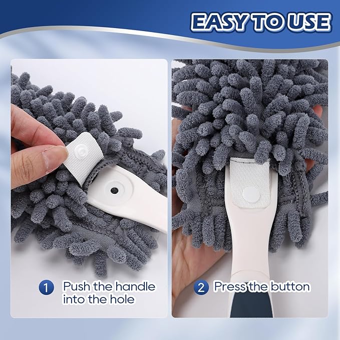 Reusable Microfiber Duster Refills Compatible with for MR.SIGA & OXO Duster- Washable Dusters Refill for MR.SIGA Lint Free Microfiber Duster for Cleaning, 2 Pack (Handle is Not Included)