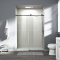 Abruzzo 76" Tall Frameless Single Sliding Shower Door - Adjustable 56" to 60" Width, 1/4" (6mm) Tempered Glass with Safety Film, Matte Black Finish for Walk-in Showers, Space Saving Design