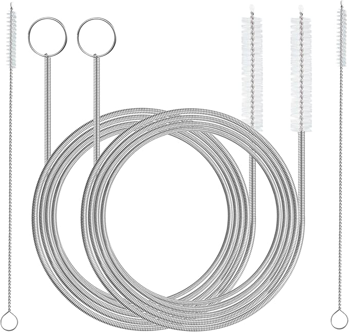 2 Pack 61 inch Long Flexible Drain Cleaning Brush and 2 PCS 7-inch Straw Brush, Suitable for Cleaning Feeding Tubes