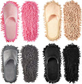 Jecery 4 Pair Washable Microfiber Mop Slippers Detachable Dusting Shoes for Floor Cleaning, Office & Home Use Suitable for Women & Men(Black, Pink, Beige, Gray,L Size)