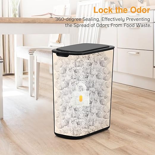 Bathroom Trash Can with Lid 5 Gallon Black Motion Senor Automatic Garbage Cans for Kitchen,Bedroom, Office, Living Room