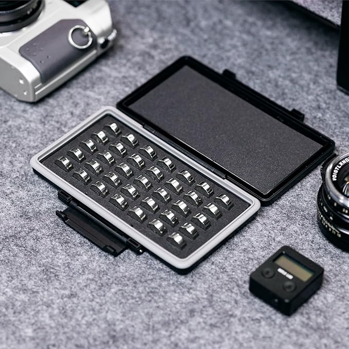 LR44 Size 675 Battery Case Holder, Water-Resistant Compact Button Coin Cell Batteries Storage Organizer Container for 35x LR44 AG13 357 303 L1154F A76 SR44 SR44W P675 AG13 ZA675, Battery Not Included