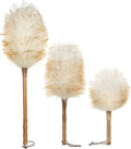 Avain Wool Duster with Wood Handle, Blinds Cleaner Purifier, Brush Cleaning Tool, Lambswool Dusters for Cleaning Vehicles, Office and Housework Dusting 18.inches Long (Pure, Pack of 3)