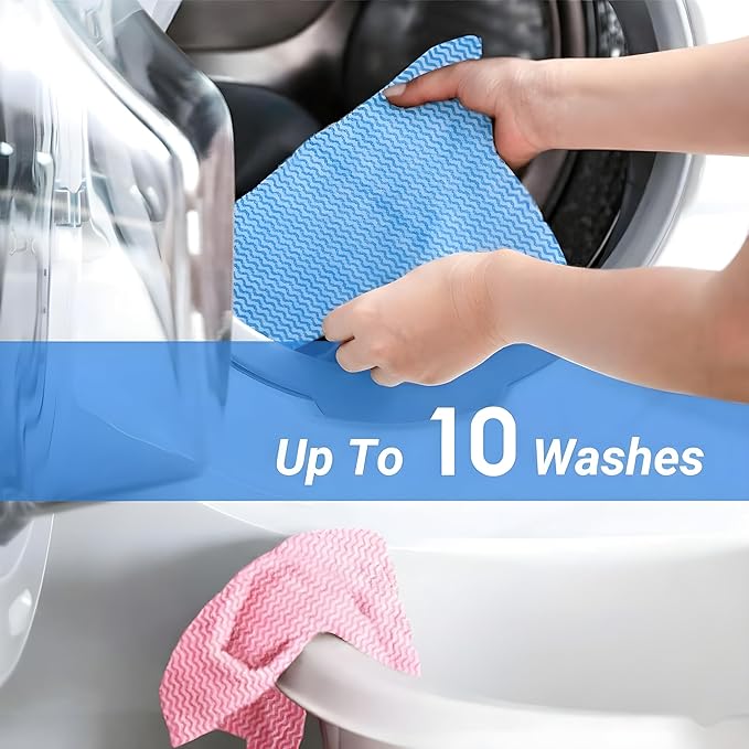 Bexter Disposable Cleaning Towels & Dish Cloths (50 Count) – Reusable Blue Handy Cleaning Wipes for Kitchen, Dishes, Counters & Home Cleaning