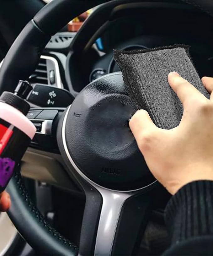 3PCS Car Interior Cleaning Sponge Block,Interior Scrub Pad,Car Accessories Auto Detailing Scrub Pads,Microfiber Cleaning Sponge,Suitable for Car Interior,Leather,Plastic,Vinyl (Gray&White)