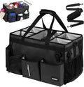 Extra Large Cleaning Caddy Bag with Built-In Support Board, Cleaning Tote Organizer with Removable Divider, Supply Carryall with Adjustable Shoulder Strap and Waist Belt for Cleaners & Housekeeper