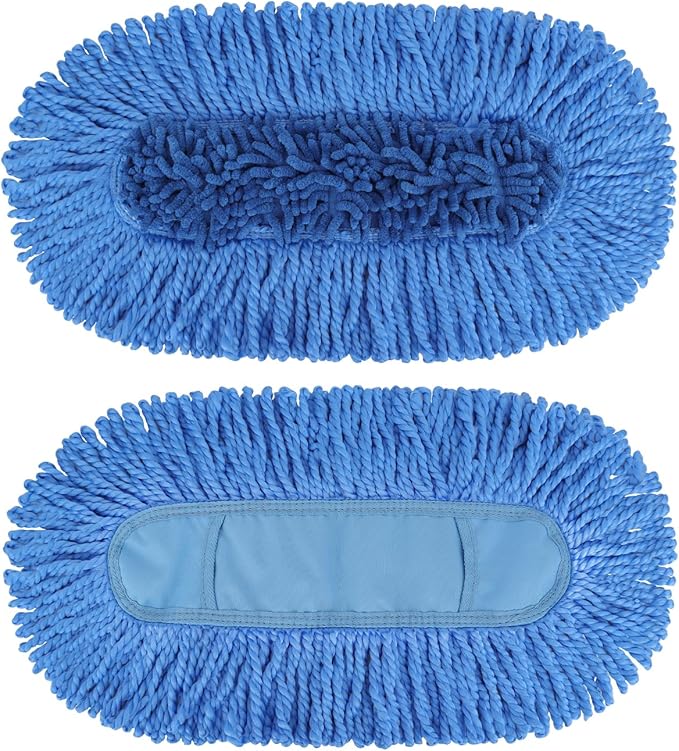 Sgizoku Dust Mop Replacement Head - Compatible with Cedar Hardwood Floor 'N Baseboard Dust Mop - Dual-Action Microfiber Sweeper Dust Mop - 2 Pack (Blue, 2 Pack, Floor, Wall)
