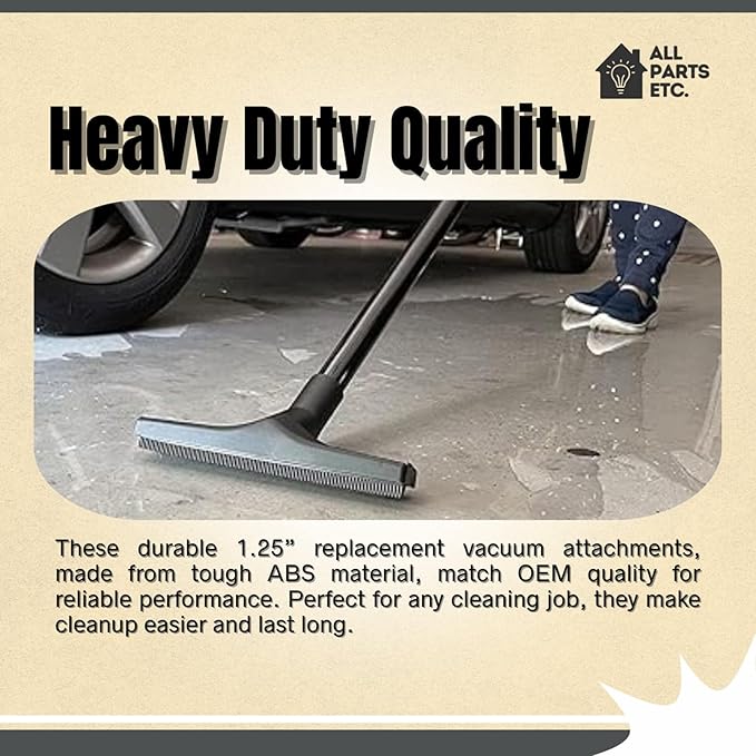 1.25” Squeegee Floor Tool for Wet/Dry Vacuums – Water Removal Attachment with 1 3/8” & 1.5” Adapters – Compatible with Shop Vac, Craftsman, Milwaukee, & Central Vacuums