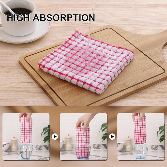 Kitinjoy Cotton 24 Pack Terry Kitchen Towels, 16 x 25 Inches Super Soft and Absorbent Dish Towels, Quick Drying Hand Towels for Kitchen Drying, Multiple Colour