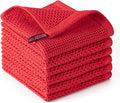 BOOMIBOO 6-Pack Kitchen Dish Cloths, 100% Cotton Waffle Weave, Ultra Soft Absorbent, Quick Drying Dish Towels, 12x12 Inches,Red