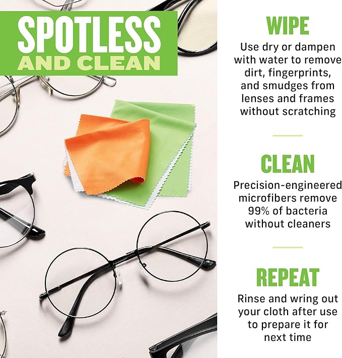 E-Cloth Glasses Cloth, Premium Microfiber Cleaning Cloth, Ideal Eyeglass and Lens Cleaner, Washable and Reusable, 100 Wash Guarantee, 1 Pack