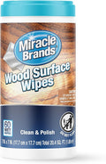 MiracleWipes for Wood Surfaces, Remove Dirt and Grime Buildup, Clean, Protect, and Polish Cabinets, Furniture, and Wood Floors, Great for Kitchen and Bathroom Cleaning Support - 60 Count