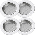 LASSHSWA Kitchen Sink Strainer Stainless Steel, Kitchen Sink Drain Strainer，Sink Strainers for Kitchen Sinks with Large Wide Rim 4.5" Diameter (4 Pack)