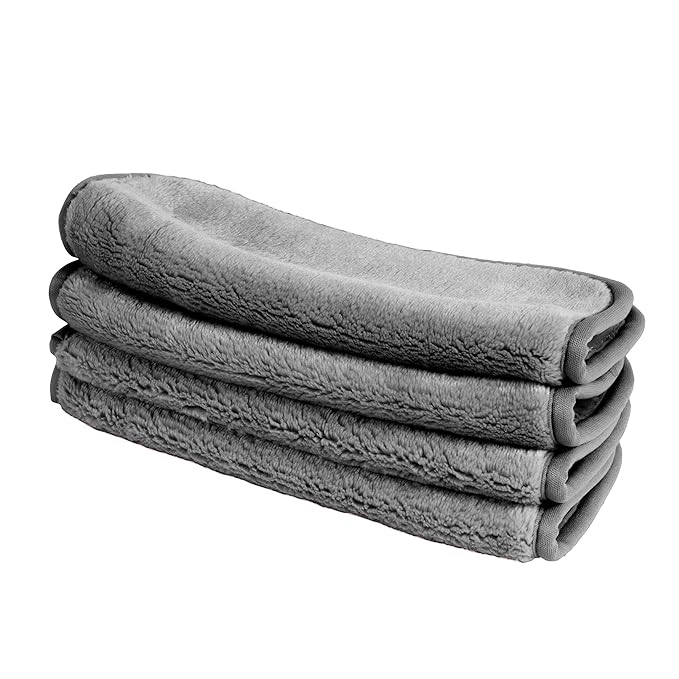 Eurow Reusable Makeup Remover Cloths, Soft Microfiber Face Towels for All Skin Types, Chemical-Free, Protective, Machine Washable, Gentle & Effective Facial Cleansing, 8"x8", Gray, 4-Pack