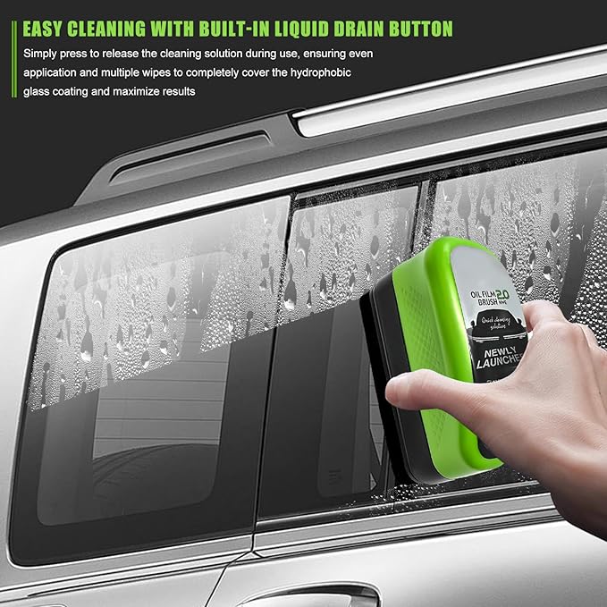2PCS Automotive Oil Film Cleaning Brush, Professional Grade Windshield Cleaning Board for Clear Vision, Reusable Oil Film Remover Streak-Free Glass Coating Brush for Car Windows