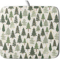 Christmas Dish Drying Mat for Kitchen Counter 16x18 Green Xmas Tree Block Print Winter Holiday Theme Absorbent Reversible Microfiber Drying Mats Kitchen Countertop Protector Dishes Drainer Pad