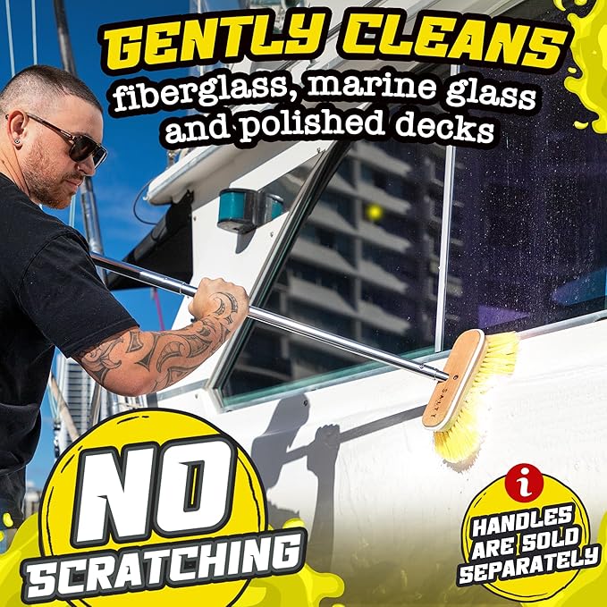 Salty Captain Soft Bristle Boat Deck Brush – Gentle Cleaning for Fiberglass, Glass & Polished Surfaces – Durable Marine-Grade Design