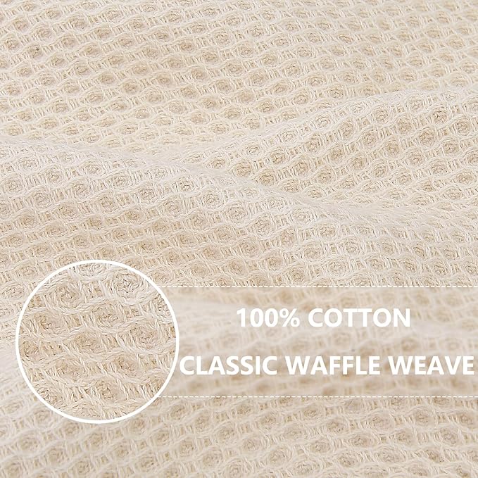 Homaxy 100% Cotton Waffle Weave Kitchen Dish Cloths, 4-Pack Ultra Soft Absorbent Dish Towels, Quick Drying Dish Rags, 12 x 12 Inches, Beige