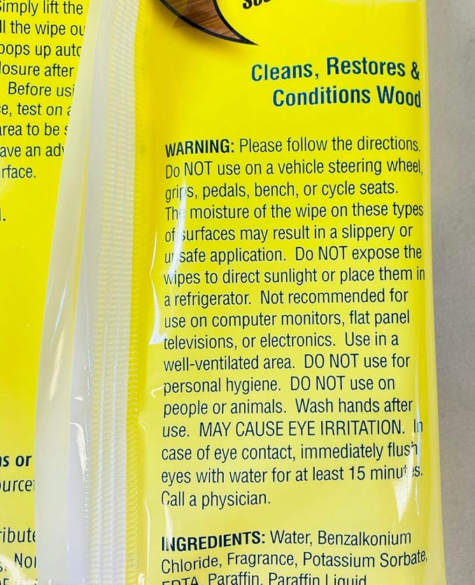 4 Pack - 42 Ct Lemon Scent Wood Furniture Polish Wipes Duster Cleaner - Dust & Shine