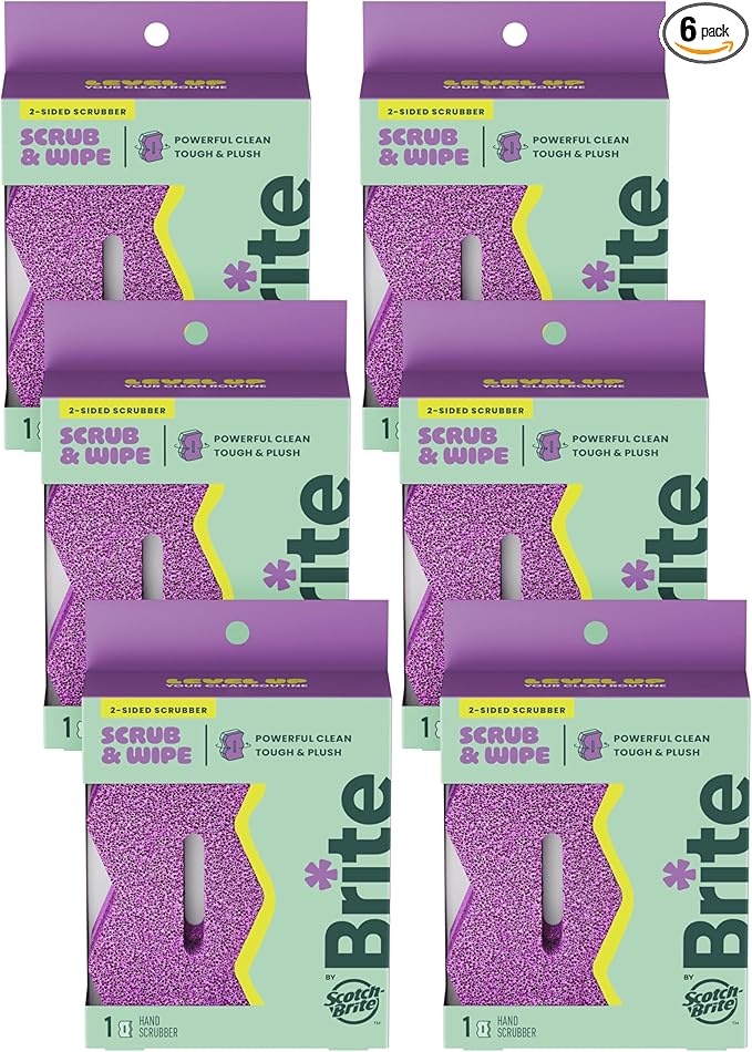 Brite by Scotch-Brite Scrub & Wipe Scrubber, 6 Pack of Scrubbers