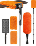 FEXIA Ceiling Fan Cleaner Duster Kit with 6FT Extension Pole, Fan Blade Cleaner Microfiber Cleaning Tool, Reusable Chenille Mops for Blinds Baseboard Wall Cobwebs Bookshelves Door Window Top