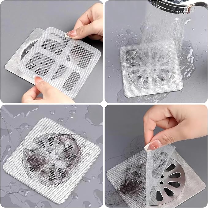 Shower Drain Cover Hair Catcher - 20 Pcs Disposable Hair Drain Stickers Shower Drain Mesh Stickers, Bathroom, Laundry, Bathtub, Kitchen, Sink, for Human and pet Hair (20)