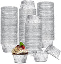 Aluminum Foil Baking Cups, 200 Pack Disposable 3 Oz Ramekins Aluminum Cupcake Muffin Liners Silver Foil Baking Cups for Egg Tart, Baking, Cupcake, Pudding, Appetize