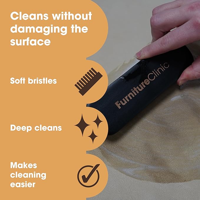 Furniture Clinic Cleaning Brush | Gentle Bristles for Removing Dirt from Leather, Fabric, & Canvas | Safe to use on Furniture, Jackets, Shoes, & More | Easy-to-Use Soft Brush for Effective Cleaning