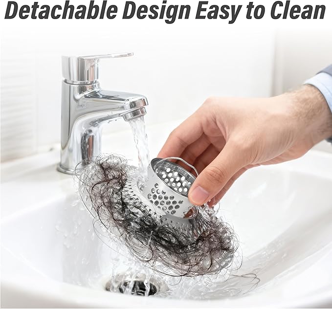 Tub Drain Protector Drain Hair Catcher,Stainless Steel Bathtub Shower Drain Hair Stopper Strainer Trap for Wash Basin Shower Bathroom Kitchen Sink to Catch Hair Debri and Foreign Objects Easil