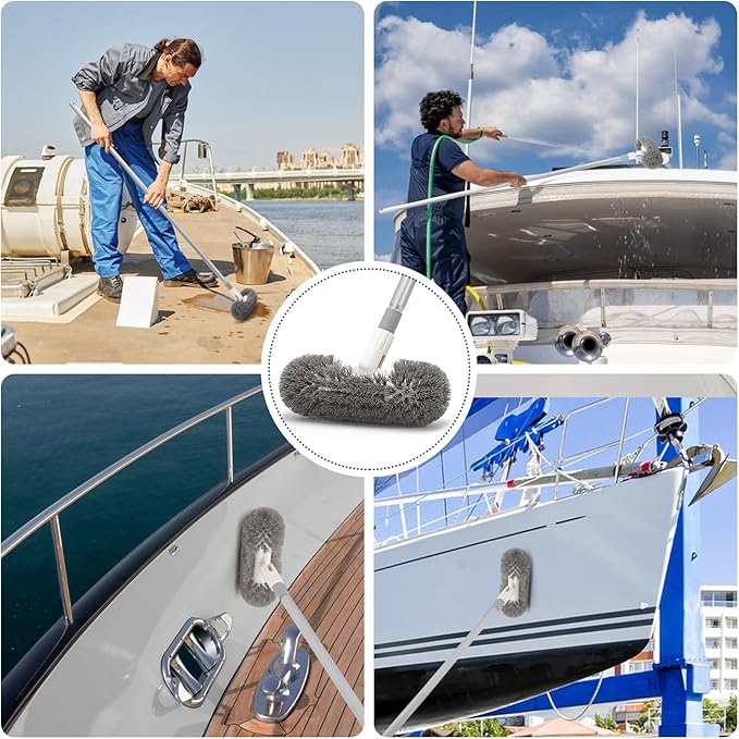 Hoklnuse Deck Brush with 51“ Long Handle for Cleaning Deck Boat Pool,360 Degree Durable Bristles Cleaner Tool Bathroom Spa Tub Floor Tile Clean Scrubber