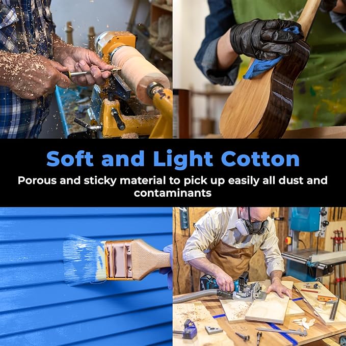 Eshazu Premium Tack Cloth Pack of 06 – Professional Grade Dust and Particle Remover for Woodworking and Painting – Tack Rags for Surface Cleaning – Silicone & Wax Free, Anti-Static