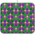 Happy Mardi Gras Purple Green Dish Drying Mat for Kitchen Countertop 16x18 Fleur de Lis Buffalo Plaid Small Drying Mat Reusable Quick Dry Dish Sink Mats Easy Clean Decorative Essentials